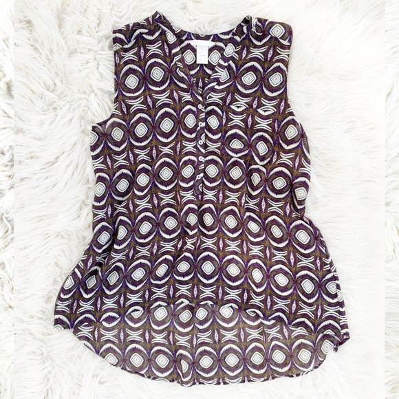 H&M Tops - H&M Hi Low Boho Print Sleeveless V Neck Blouse 8